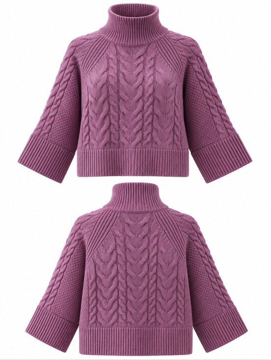 Banana Republic Sweaters - Banana Republic Lavender Purple Cable-Knit Cropped Sweater|Large|EUC